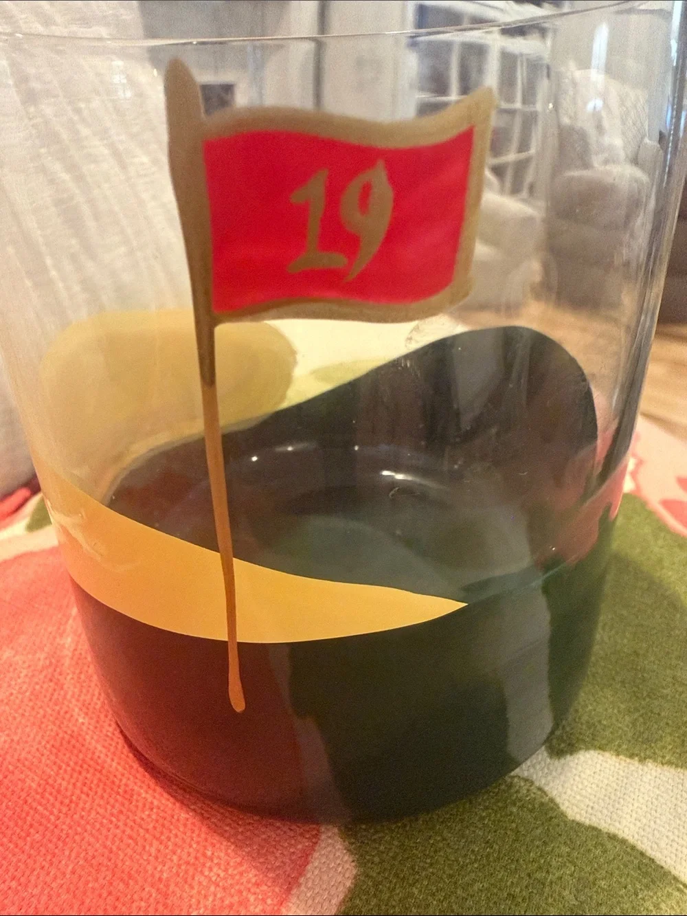 Lolita Hand-Painted '19th Hole' Rocks Glass with Red Flag Accent